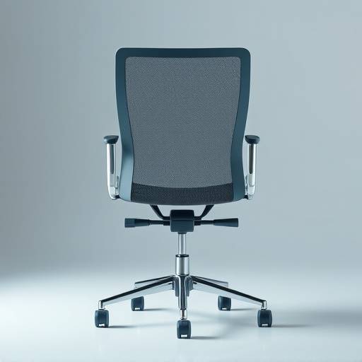 Cadeira de escritório ergonômica com encosto de tela e base cromada.